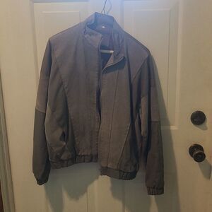 Size 11 Stylman International Grey Cotton and Leather Patchwork Jacket